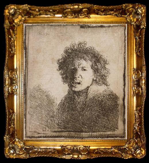 framed  REMBRANDT Harmenszoon van Rijn Self-Portrait,Open-Mouthed,As if Shouting, ta009-2